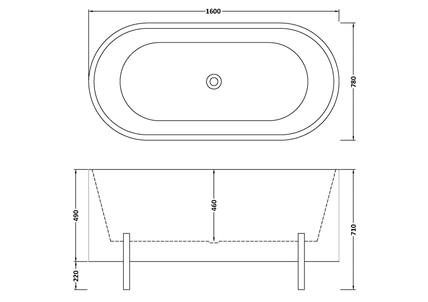 Nuie Elevated Freestanding Bath & Stand