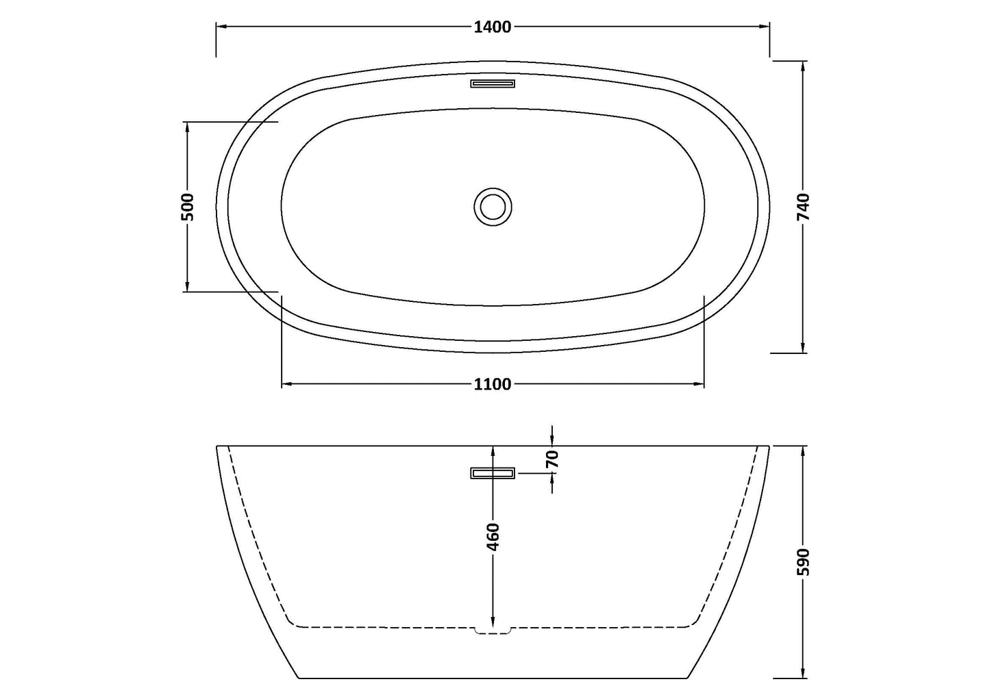 Nuie Oval Freestanding Bath