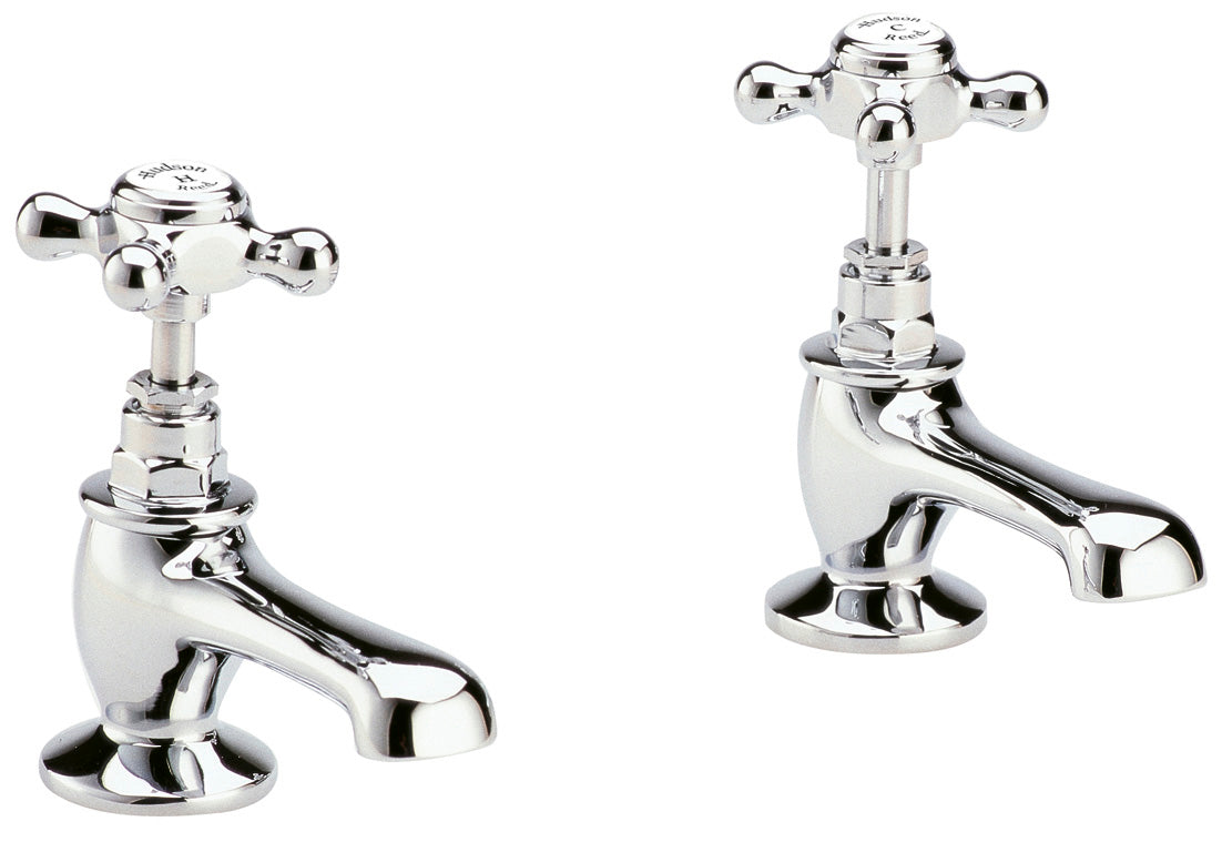 Hudson Reed White Topaz Traditional Basin Taps with Crosshead Handle