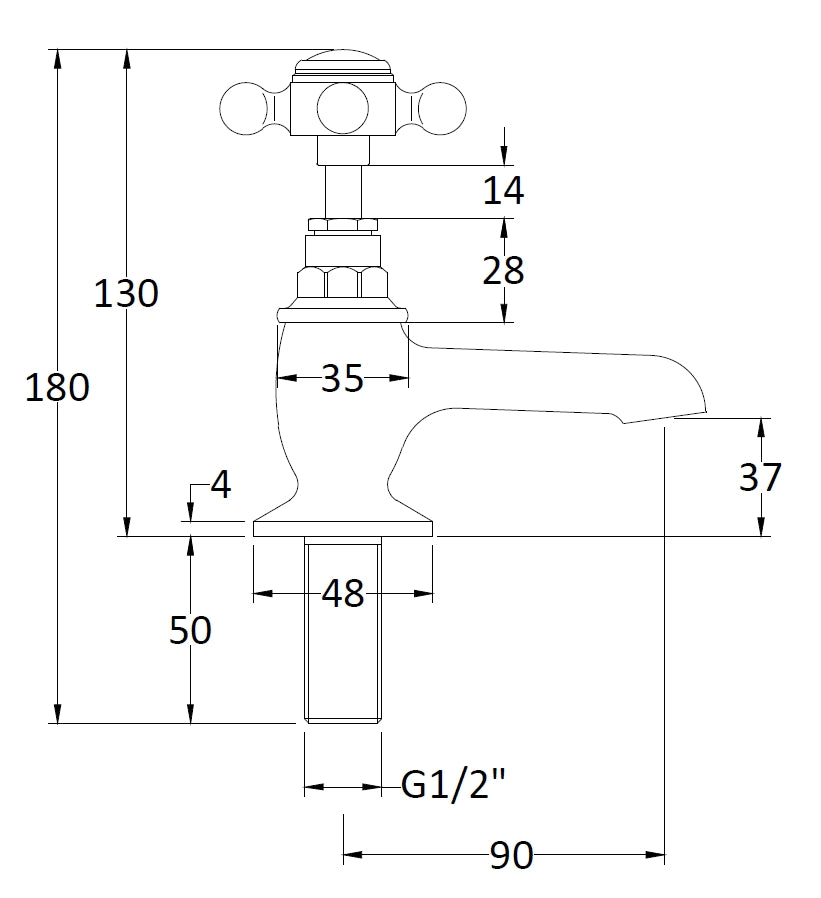 Hudson Reed White Topaz Traditional Basin Taps with Crosshead Handle