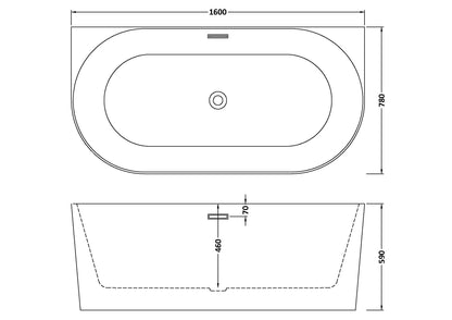 Nuie Back to Wall Curved Bath