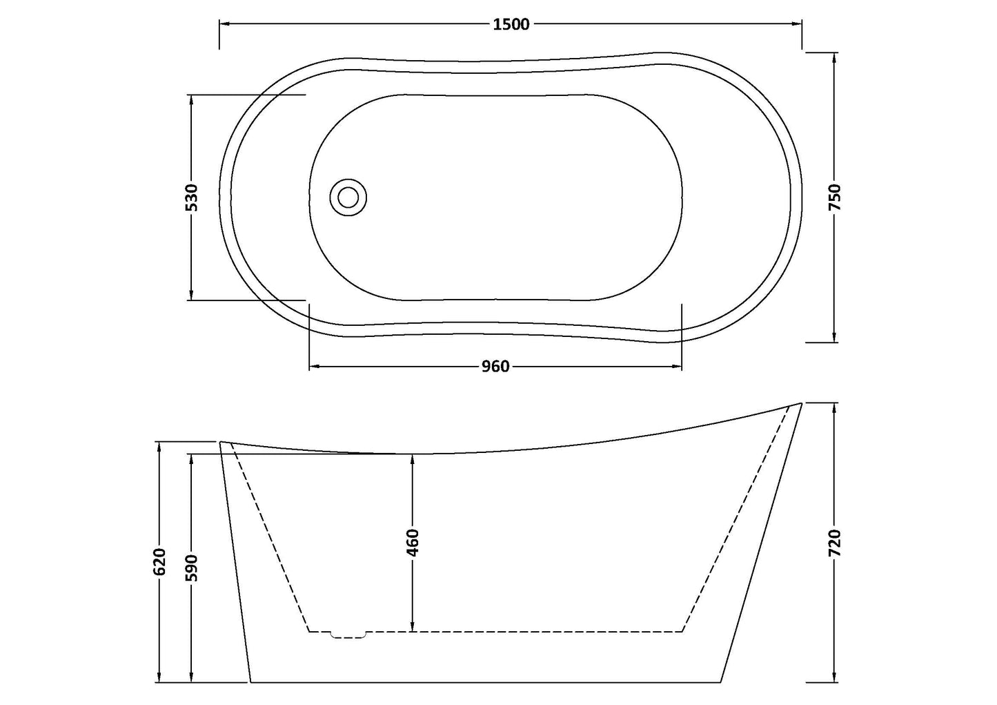 Nuie Slipper Freestanding Bath
