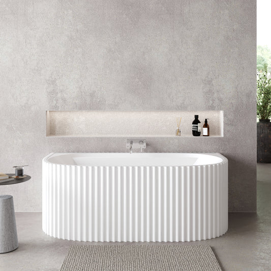 Nuie Fluted Oval Back to Wall Bath