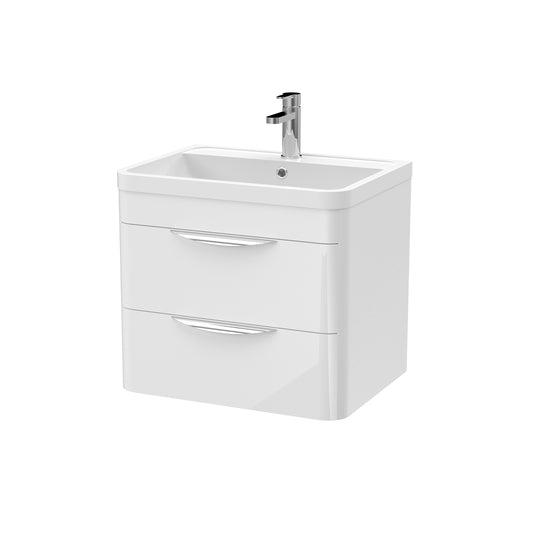 Nuie Parade 600mm Wall Hung Unit and Ceramic Basin in Multiple Finishes