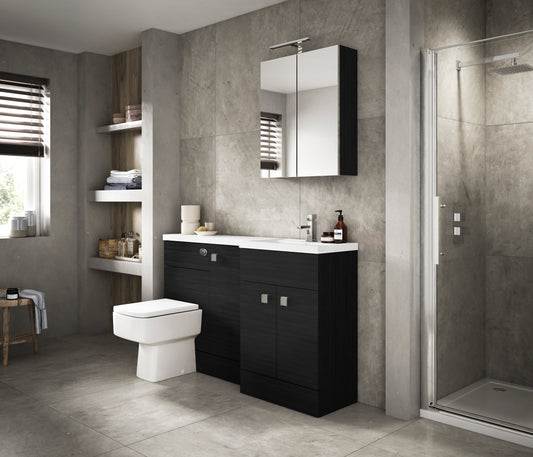 Hudson Reed Fusion Charcoal Black 1200mm Floor Standing 2 Door Vanity & WC